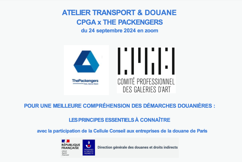 Atelier Transports & Douanes pour les galeries d’art du CPGA - Comité Professionnel des Galeries d'Art